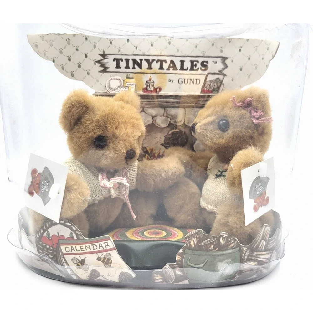 Vintage 1980s GUND Tinytales Honey & Teddy Collectible Original Packaging NOS